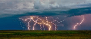 lightning over water
