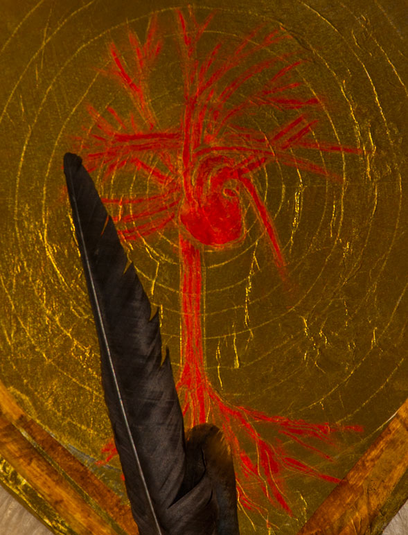 Ma'ats Mirror, Detail 3, Digital photograph of original mixed media sculpture, back view, © 2017