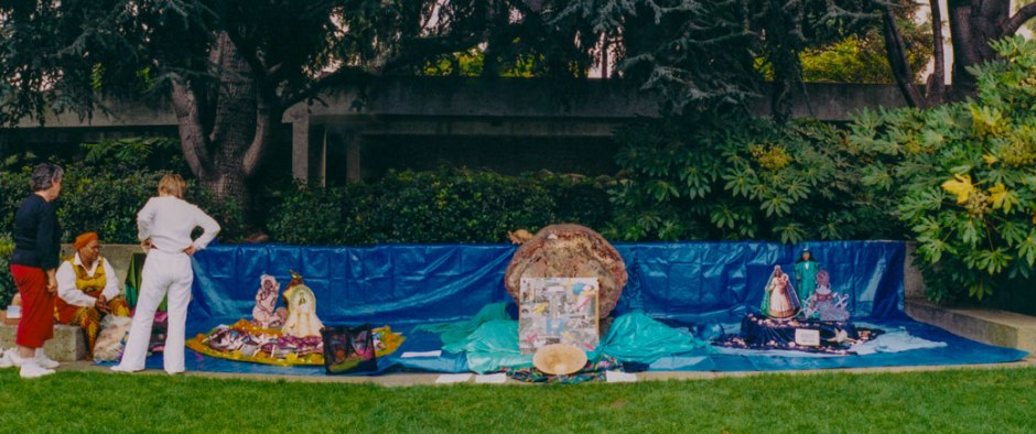 Full view of the altar early in the morning as we were building it 